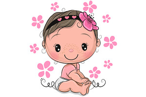 Cute cartoon baby Girl, a Person Illustration by Regina Art (Reginast777)