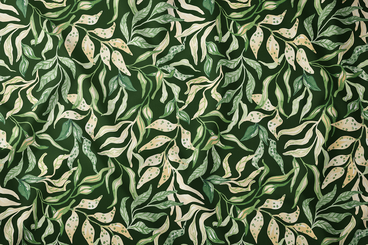 Watercolor Spring Foliage Pattern, a Pattern Graphic by SirenaArt (Photo 8 of 15)