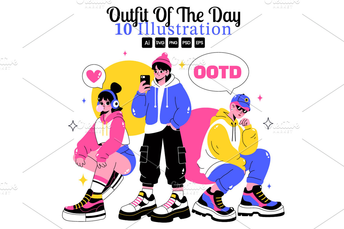 10 Outfit of the Day OOTD Vector, a Person Illustration by denayunebgt (Photo 1 of 4)