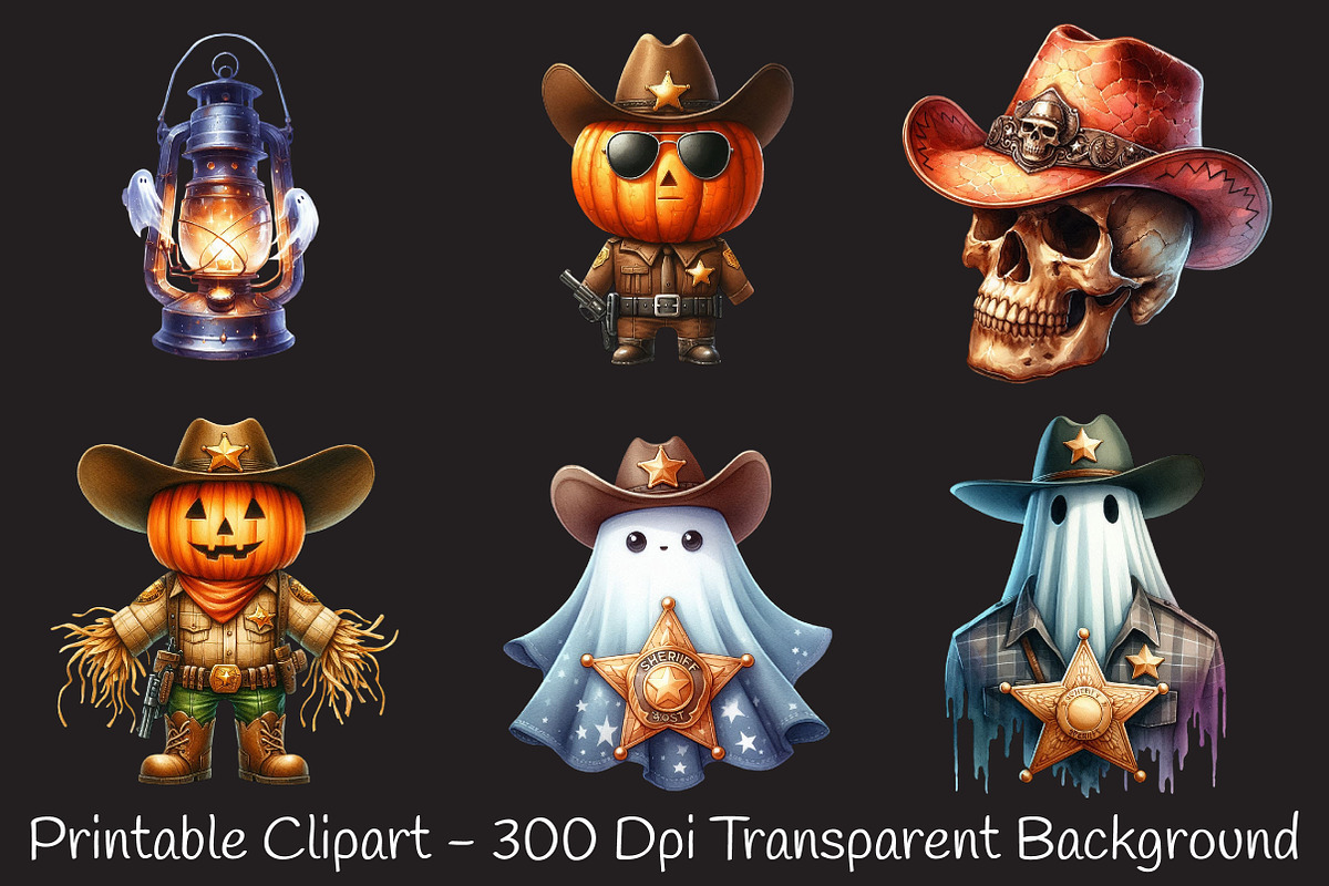 Retro Halloween Western Clipart, an Illustration by RobertsArt (Photo 3 of 7)