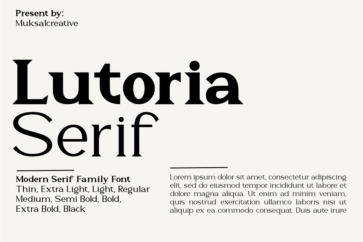 Lutoria Serif, a Serif Font by Muksal Creative (Photo 1 of 10)