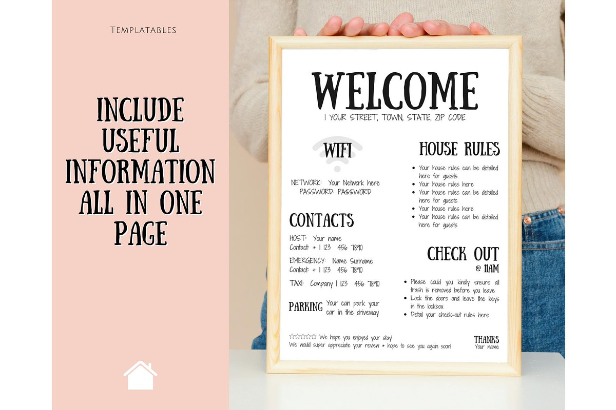 Airbnb Welcome Sign Poster Template, a Poster Template by Templatables (Photo 5 of 7)