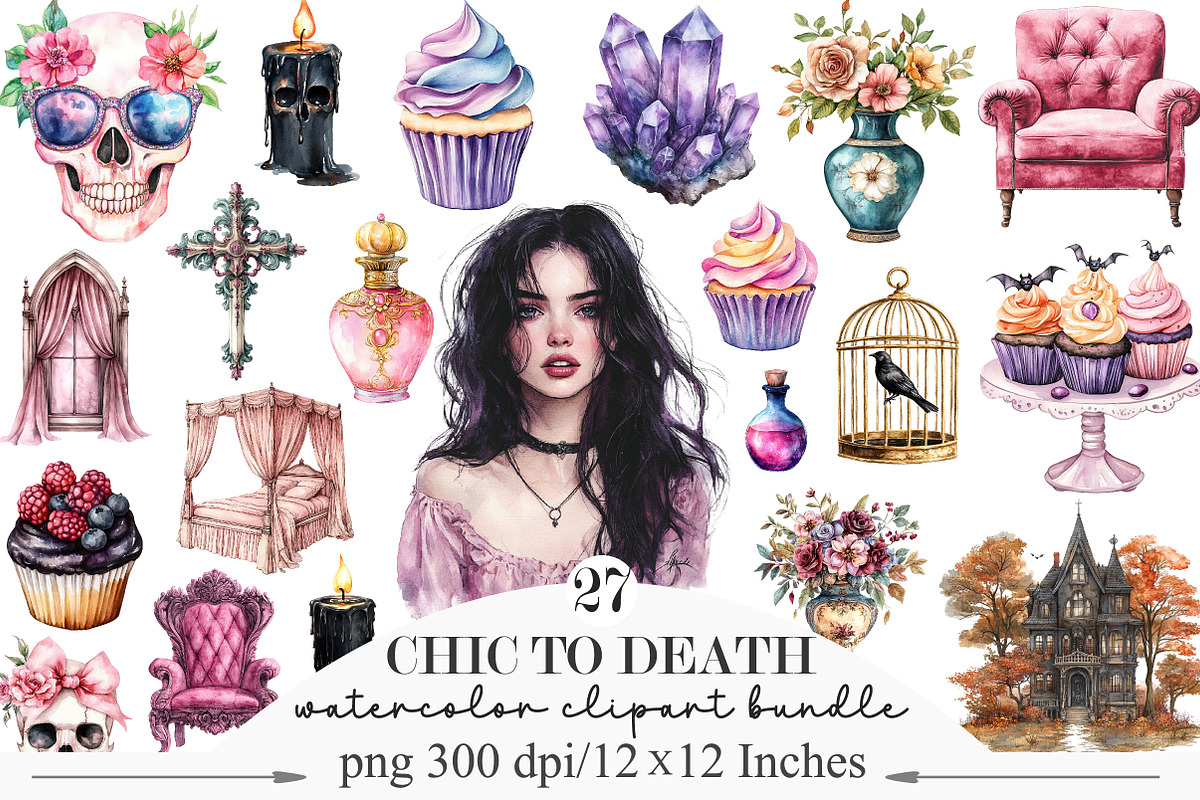 Watercolor Chic to Death Clipart, an Illustration by Designking (Photo 1 of 5)