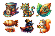 Watercolor Steampunk Autumn Clipart, an Illustration by Daily.Designs (Thumbnail 5 of 5)