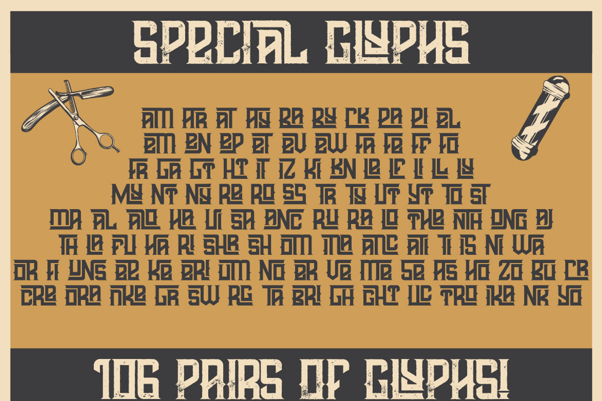 Crazy Barber font with bonuses, a Symbol Font by Heather_insane (Photo 3 of 12)
