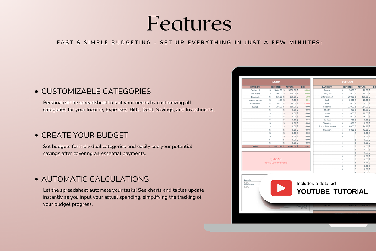 Simple Paycheck Budget - Neutral, a Templates & Theme by The Creative Plans co (Photo 3 of 10)