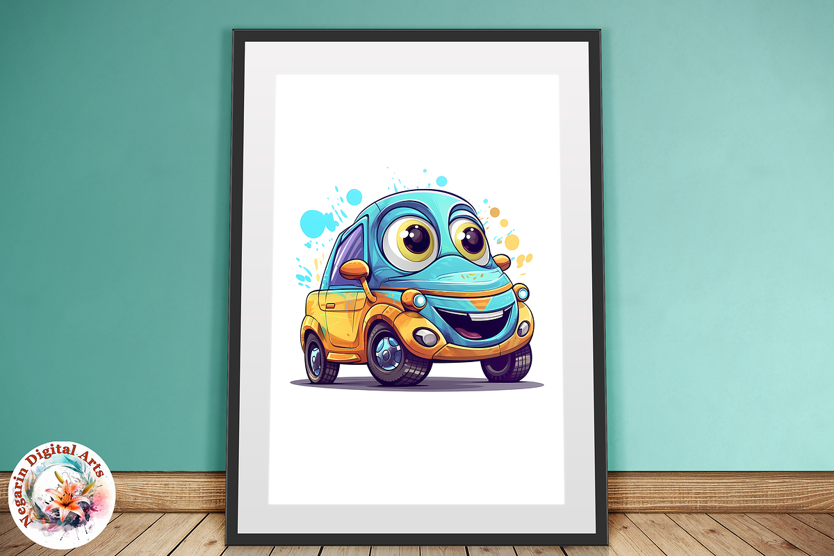 Watercolor Cute Little Cars Cliparts, a Background Graphic by Negarin Digital Art (Photo 7 of 11)