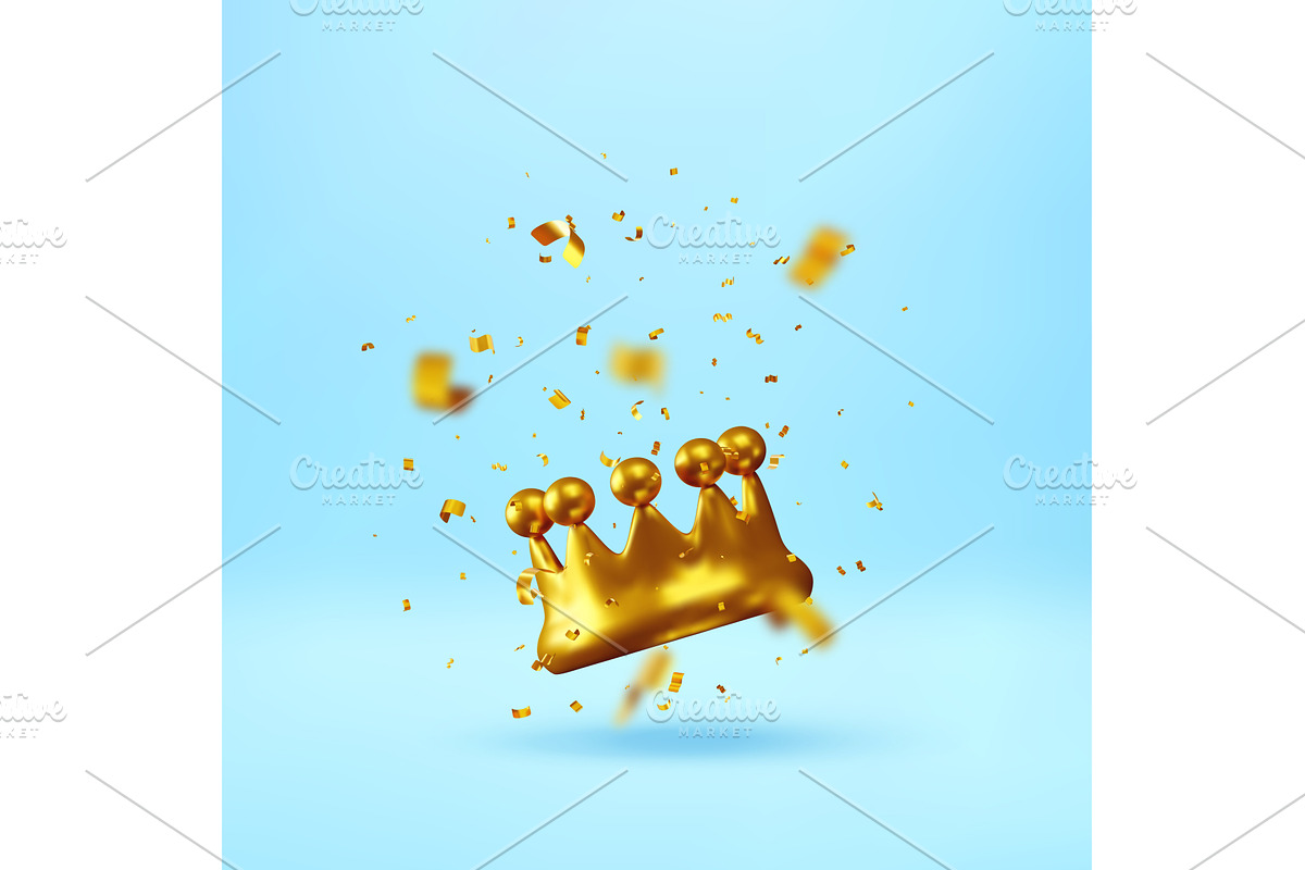 3D Shiny gold crown with falling, an Illustration by Abscent