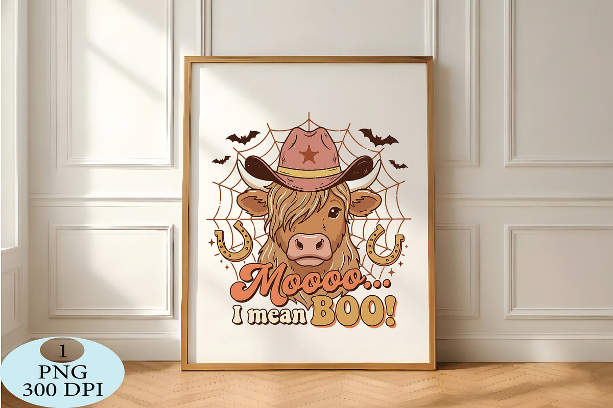 Moo I Mean Boo Highland Cow PNG, a Seasonal Illustration by Daily.Designs (Photo 5 of 5)