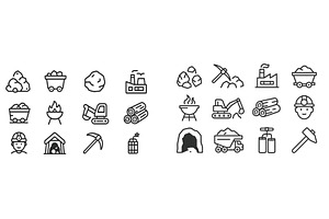 Coal mining industry icons, an Illustration by ZinetroN
