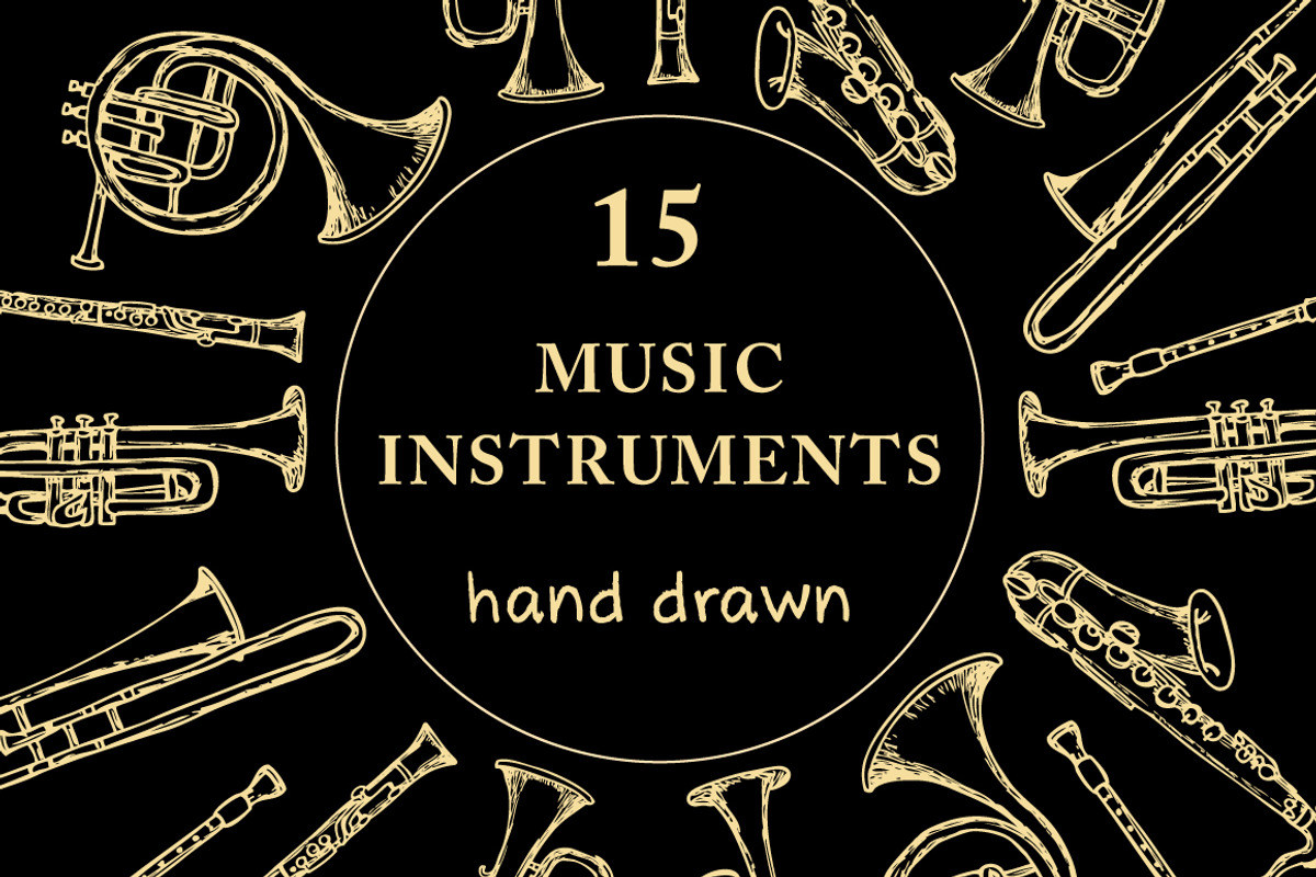 Set of hand drawn music instruments, an Object Graphic by Viraiv Market