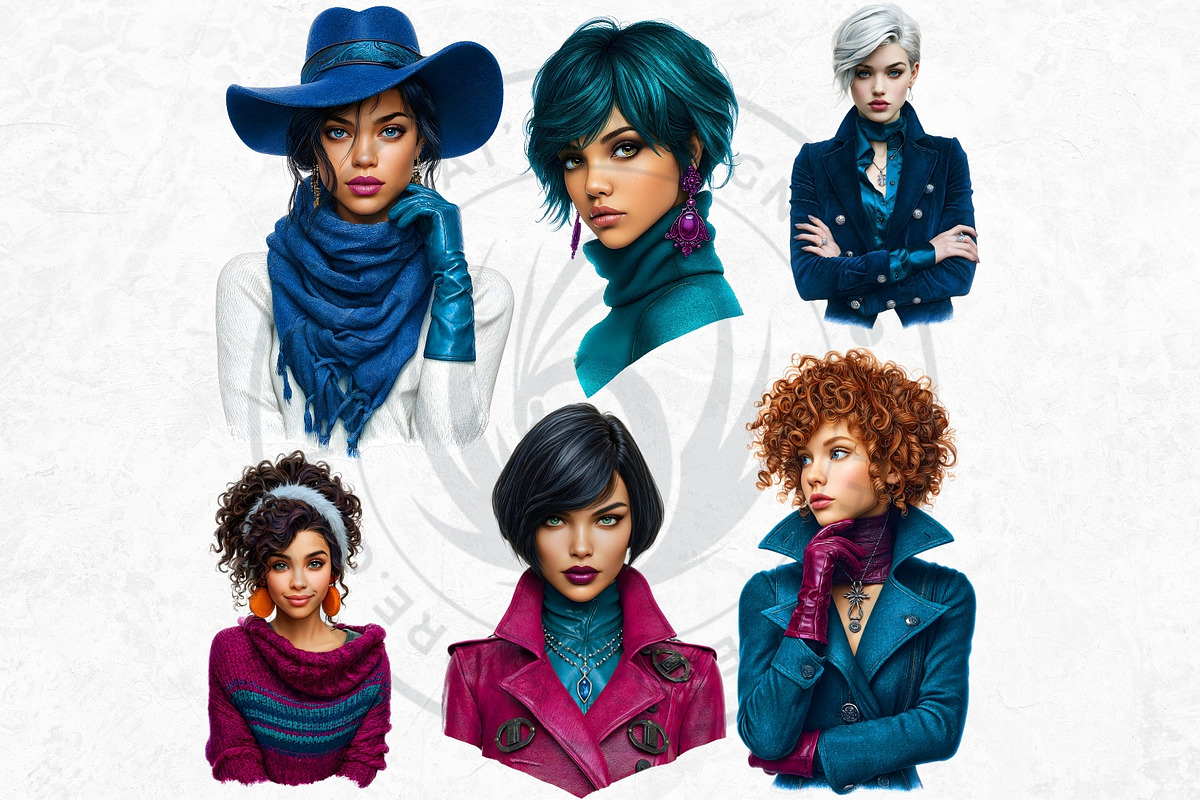 Modern Winter girls cliparts, a Seasonal Illustration by ThatsDesignArt (Photo 9 of 18)
