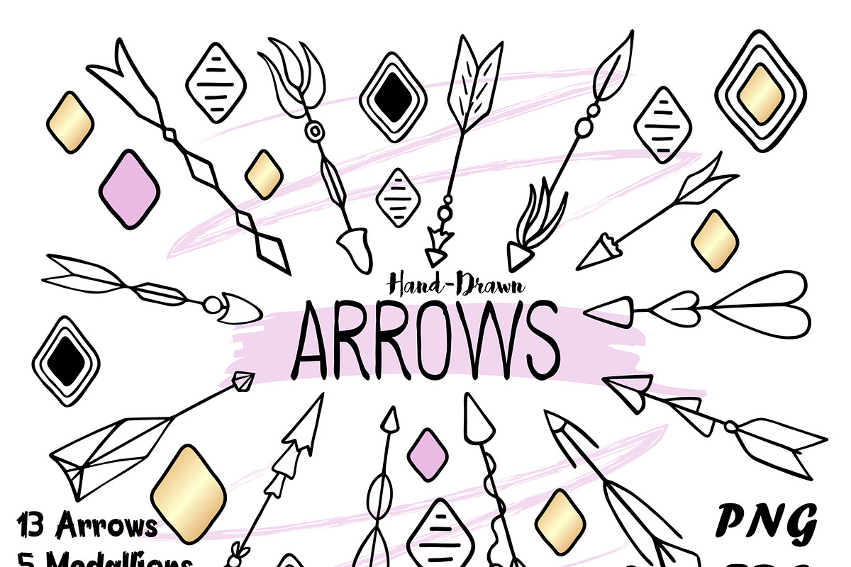Tribal Arrows Clipart + Bonus!, an Illustration by RabbitAndPencil (Photo 1 of 3)