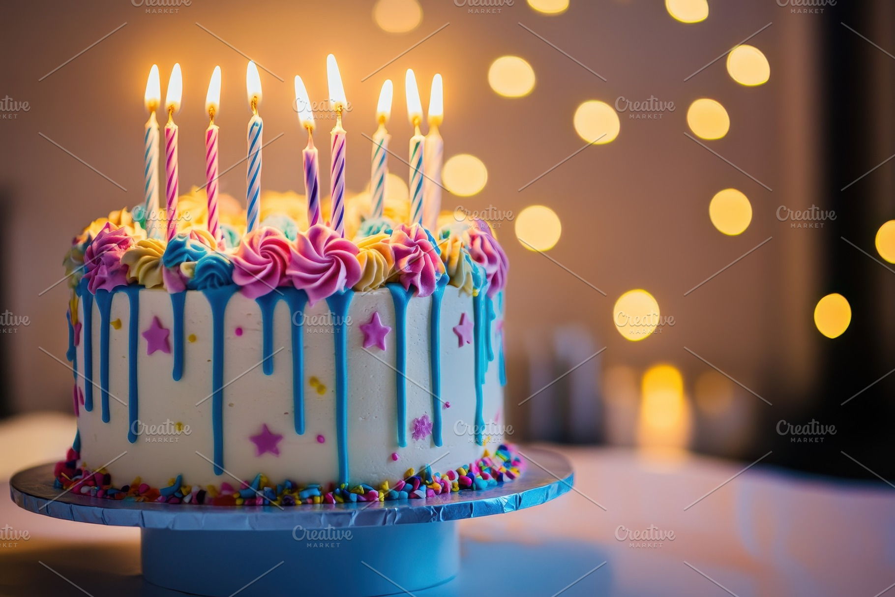 Birthday cake with abundant icing, a Photo by Pavel_design
