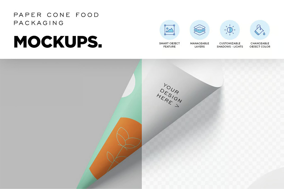 Paper Cone Packaging Mockups, a Packaging Mockup by megostudi0 (Photo 5 of 7)