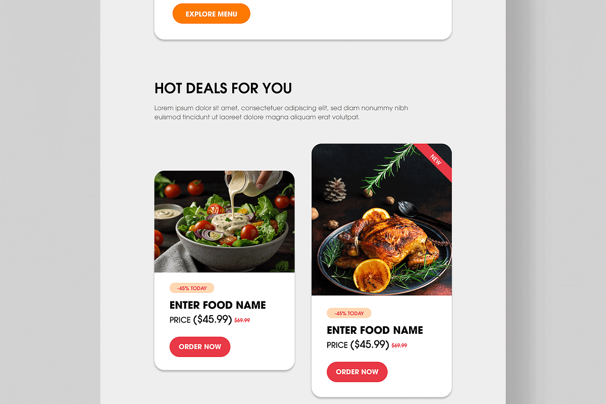 Food Delivery Email Newsletter, an UI Kit Template by MightyDesign (Photo 3 of 9)