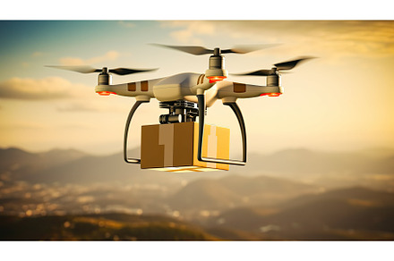delivery drone with package ai, a Transportation Photo by pikepicture