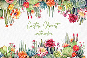 Watercolor cactus Clipart Succulent, a Decorative Illustration by LeCoqDesign (Thumbnail 1 of 5)