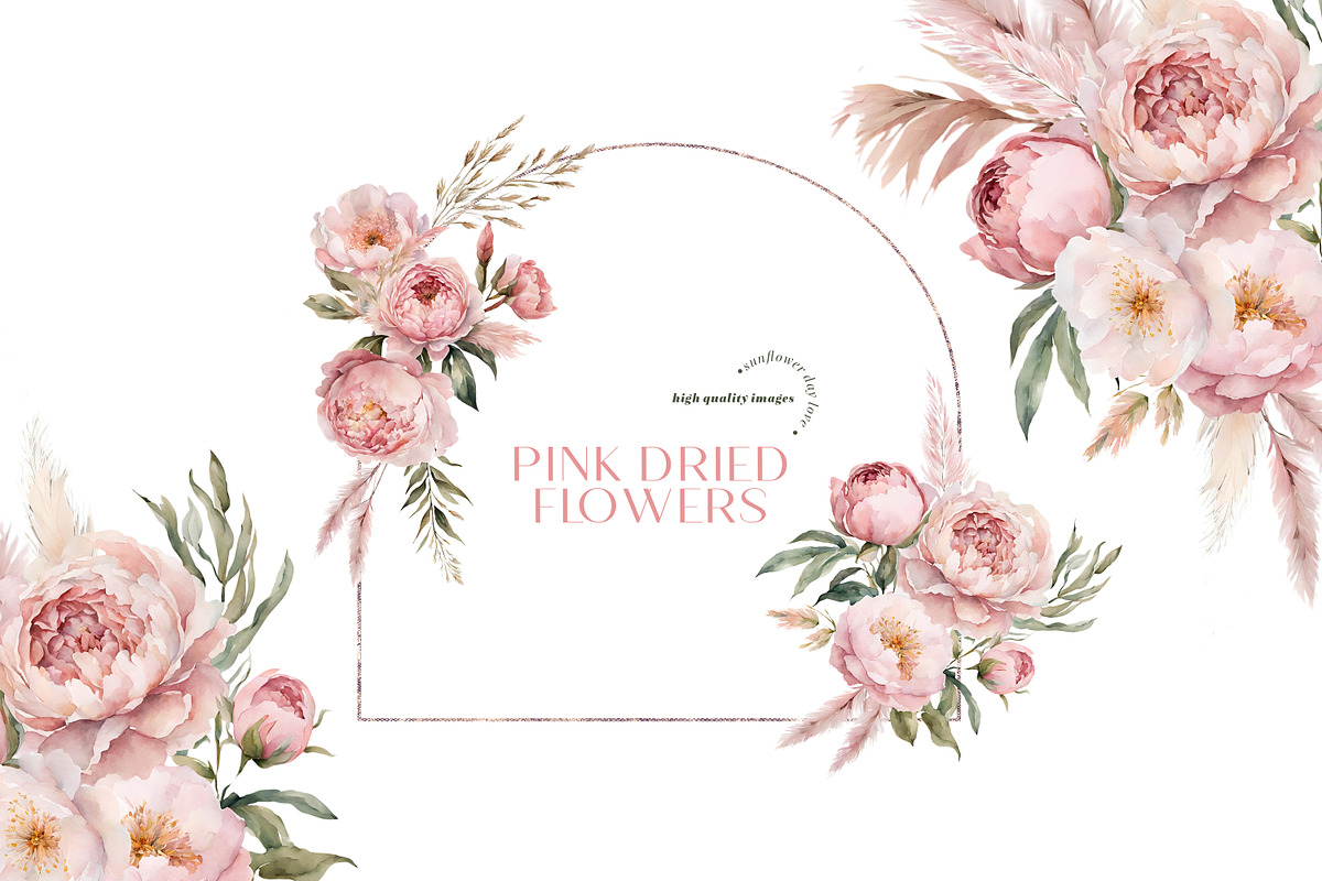 Pink Floral Pampas Grass Clipart, an Illustration by Sunflower Day Love (Photo 2 of 7)