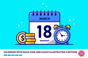 Calendar With Gold Coin And Clock