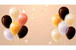 Golden, black balloons, gold, an Object Illustration by art PVP - market