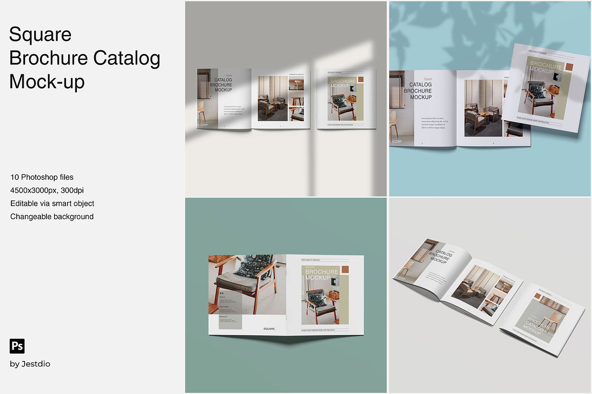 Square Brochure Catalog Mockup, a Print Template by Jestdio (Photo 1 of 14)