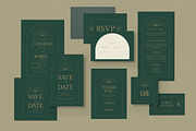 Green Deco Wedding Invitation Set, an Invitation Template by Vynetta (Thumbnail 1 of 3)