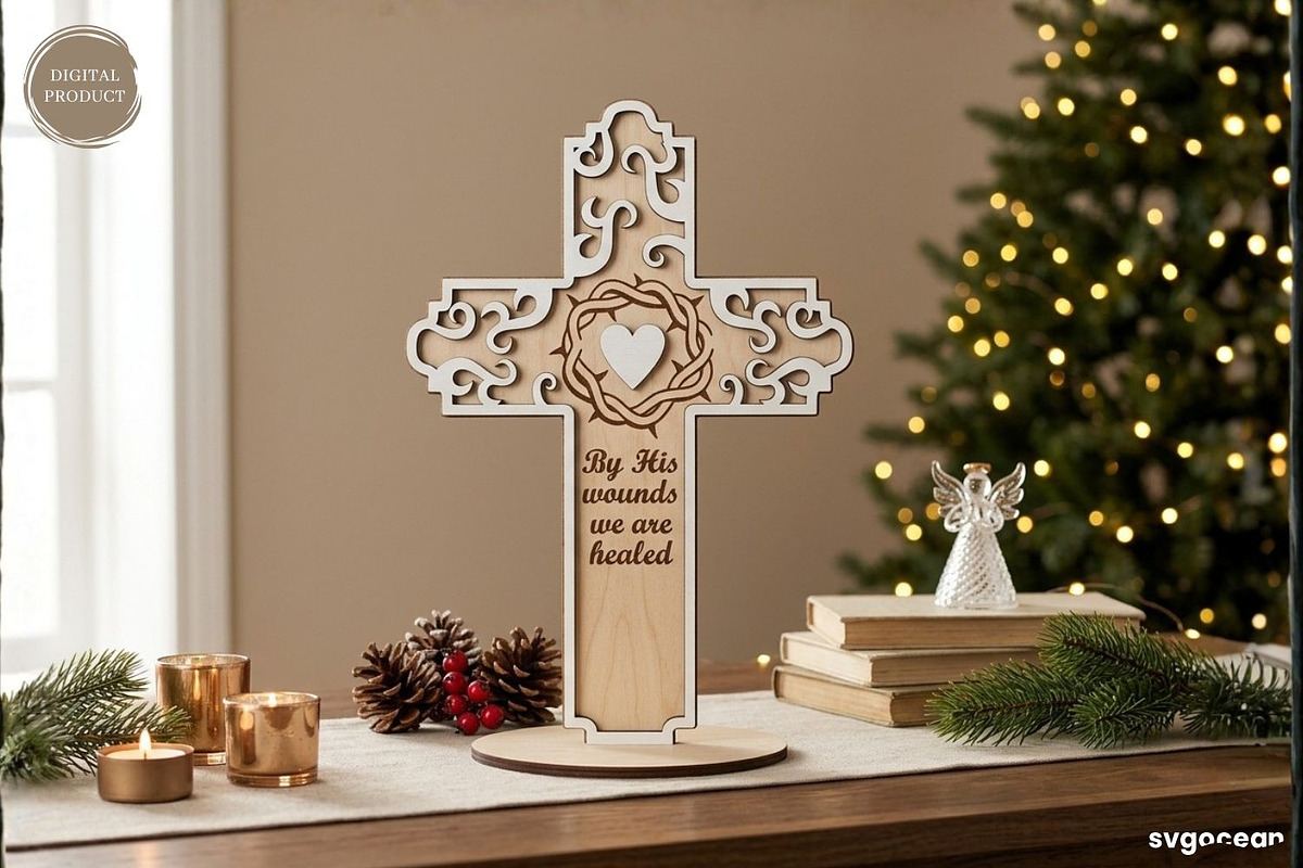 Christian Standing Cross SVG Bundle, a Decorative Illustration by svgocean (Photo 4 of 11)