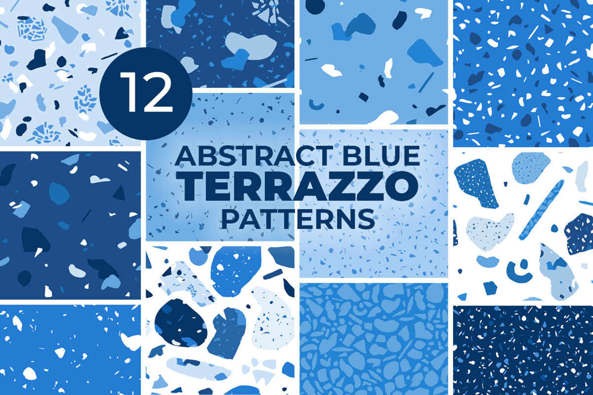 Abstract Blue Terrazzo Patterns, a Pattern Graphic by Julie&Taily (Photo 1 of 9)