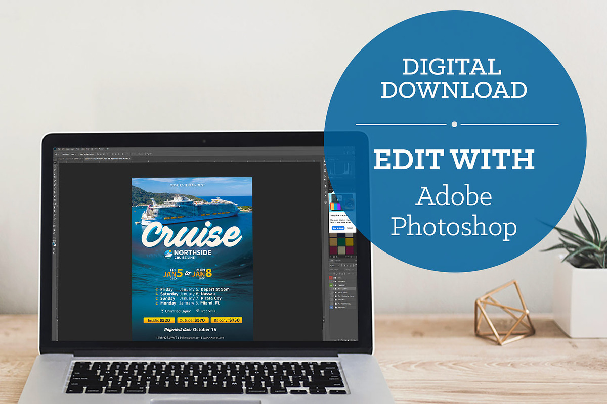Cruise Flyer Photoshop Template, a Flyer Template by Godserv Designs (Photo 7 of 7)