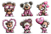 Valentine's Whimsical Bear Clipart, an Illustration by Dream Creation (Thumbnail 2 of 8)