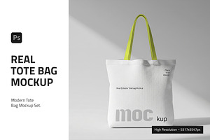 Real Tote Bag Mockup, a Packaging Mockup by PixelWink