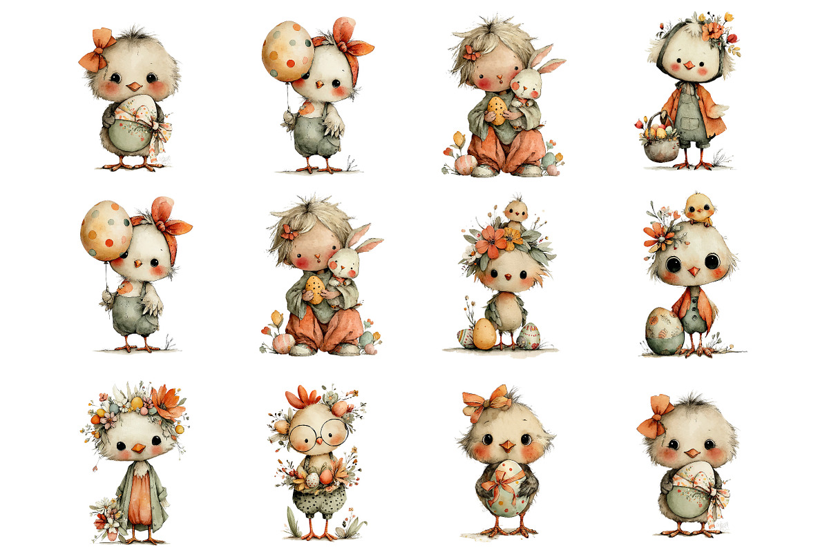 Whimsical Easter Chicken Clipart, an Illustration by DreamArtGraphic (Photo 3 of 4)