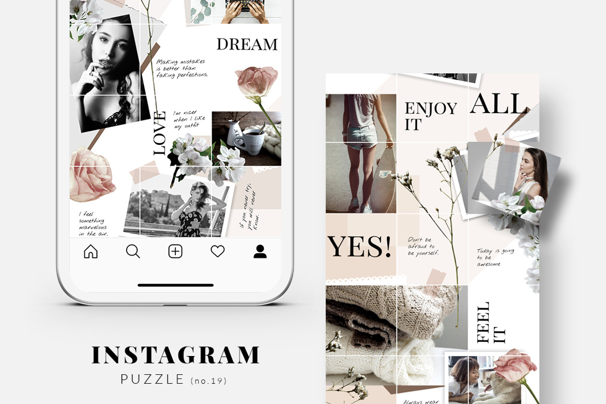 Instagram PUZZLE template - Floral, a Social Media Template by CreativeFolks (Photo 1 of 6)