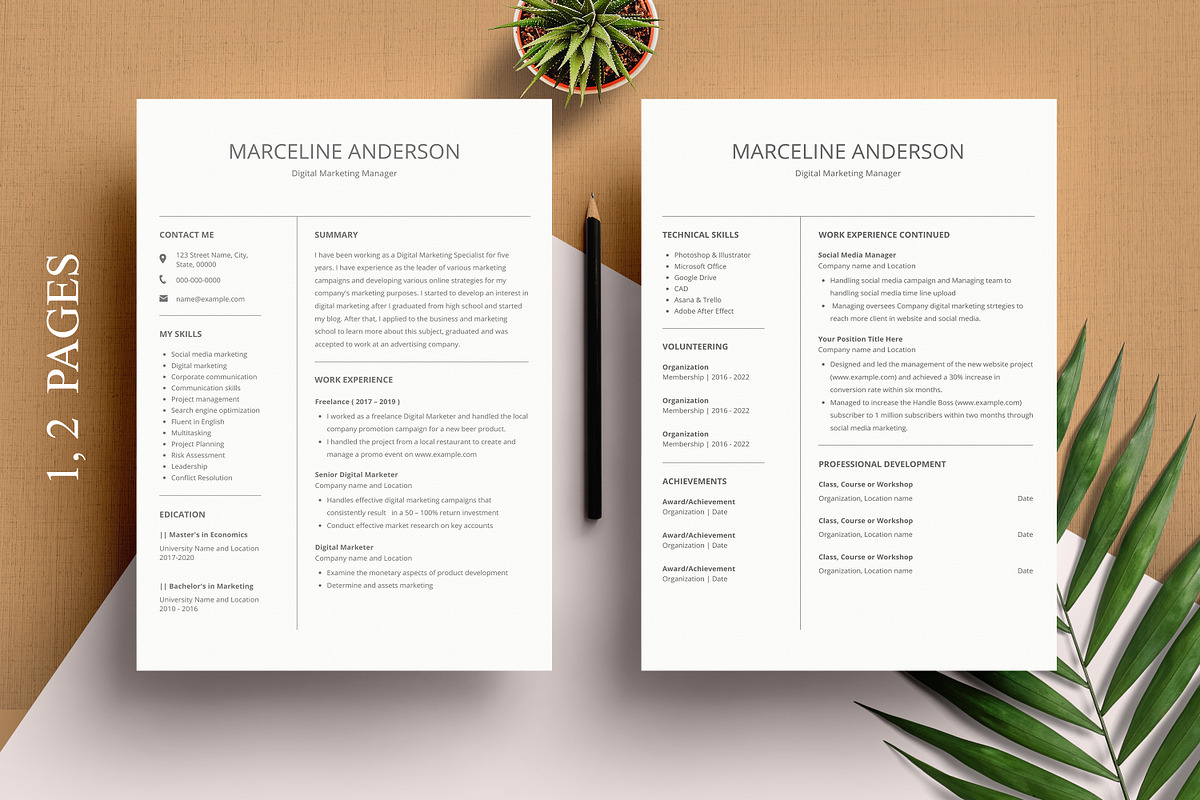 Minimal Resume for Marketing Manager, a Resume Template by SmmrDesign (Photo 2 of 4)