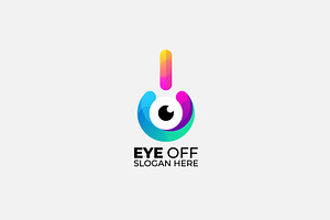 Eyes With Power Button Design Logo