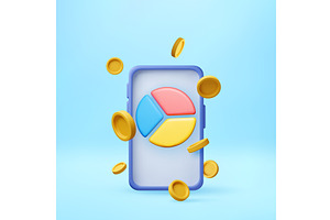 3d Mobile phone with pie chart with, a Finance Illustration by Abscent