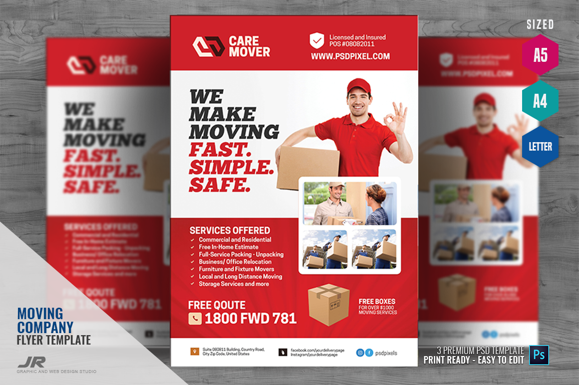 Moving Services Promotional Flyer, a Flyer Template by PSDPixel