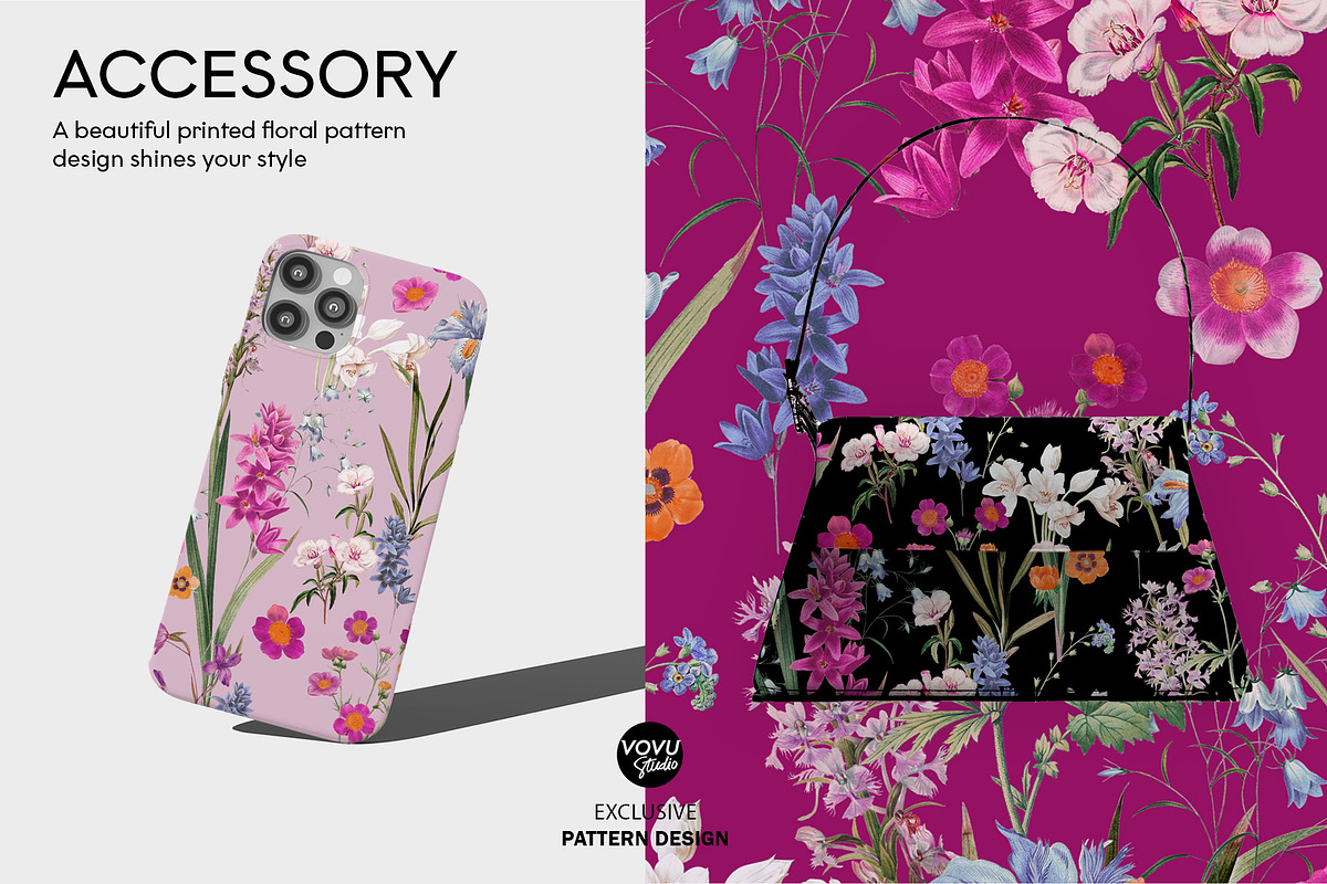 Summer flowers repeat pattern design, a Pattern Graphic by VOVU Studio (Photo 9 of 10)