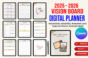 2025-2026 Digital Vision Board Plann, a Stationery Template by Designmela01 (Thumbnail 1 of 8)