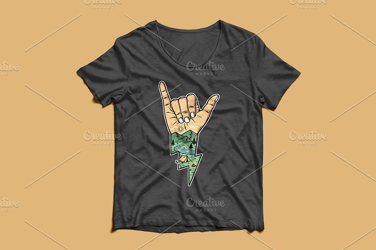 mountain view with shaka hands, an Illustration by gunaonedesign (Photo 3 of 4)