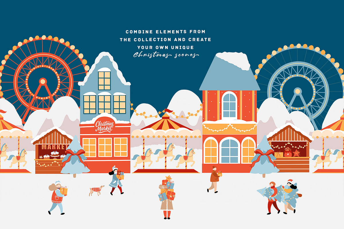 Christmas Market Scene Creator, a Seasonal Illustration by VerAna (Photo 5 of 20)