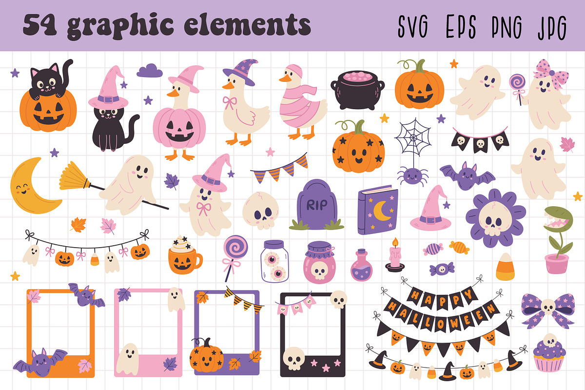 Cute Halloween Vector Clipart Pack, a Seasonal Illustration by NataKa (Photo 2 of 4)