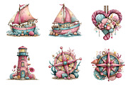 Whimsical Nautical Summer Clipart, an Illustration by CreationArt (Thumbnail 6 of 7)