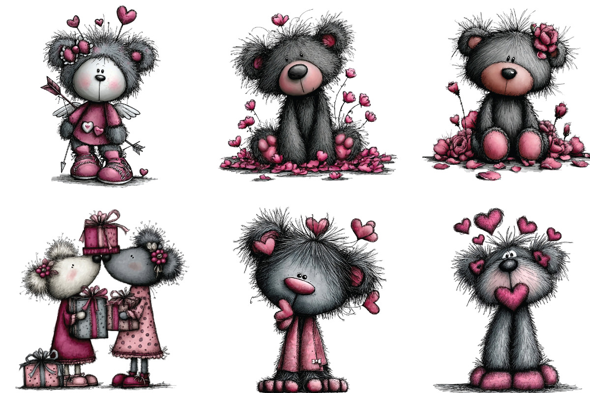 Teddy Bear Valentine Clipart, an Illustration by CraftArtStudio (Photo 4 of 6)