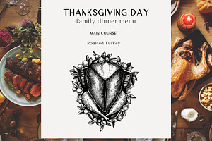 Thanksgiving Day Food Illustrations