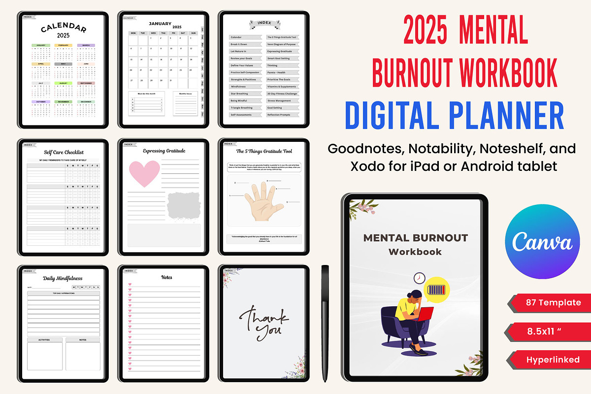 2025 Digital Planner Bundle, a Stationery Template by Designmela01 (Photo 5 of 10)