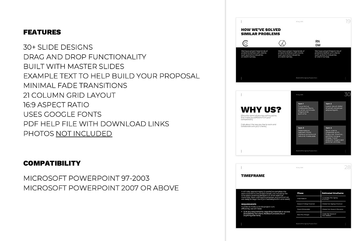 Striking B&W Proposal Template, a Presentation Template by PresentationDesignStudio (Photo 2 of 6)