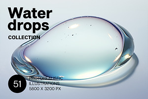 Water drops. 51 images, an Object Illustration by Handmadefont