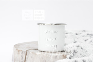 10oz Enamel Mug Nordic Mockup PSD